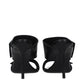 Black Leather Stiletto Heel Sandals