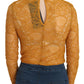 Mustard Turtle Neck Long Sleeve Lace Top Blouse