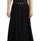 Silk Black Studded Sleeveless A-line Max Dress