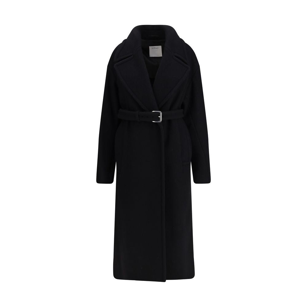Black Fleece Wool Coat