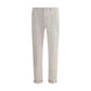 Beige Cotton Straight-Leg Jeans