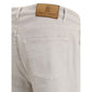 Beige Cotton Straight-Leg Jeans