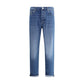 Blue Cotton Straight-Leg Jeans