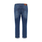 Blue Cotton Straight-Leg Jeans