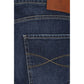 Blue Cotton Straight-Leg Jeans