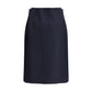 Blue Fleece Wool Midi Skirt