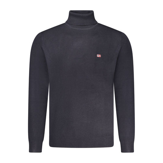 Blue Wool Men's Turtleneck Sweater