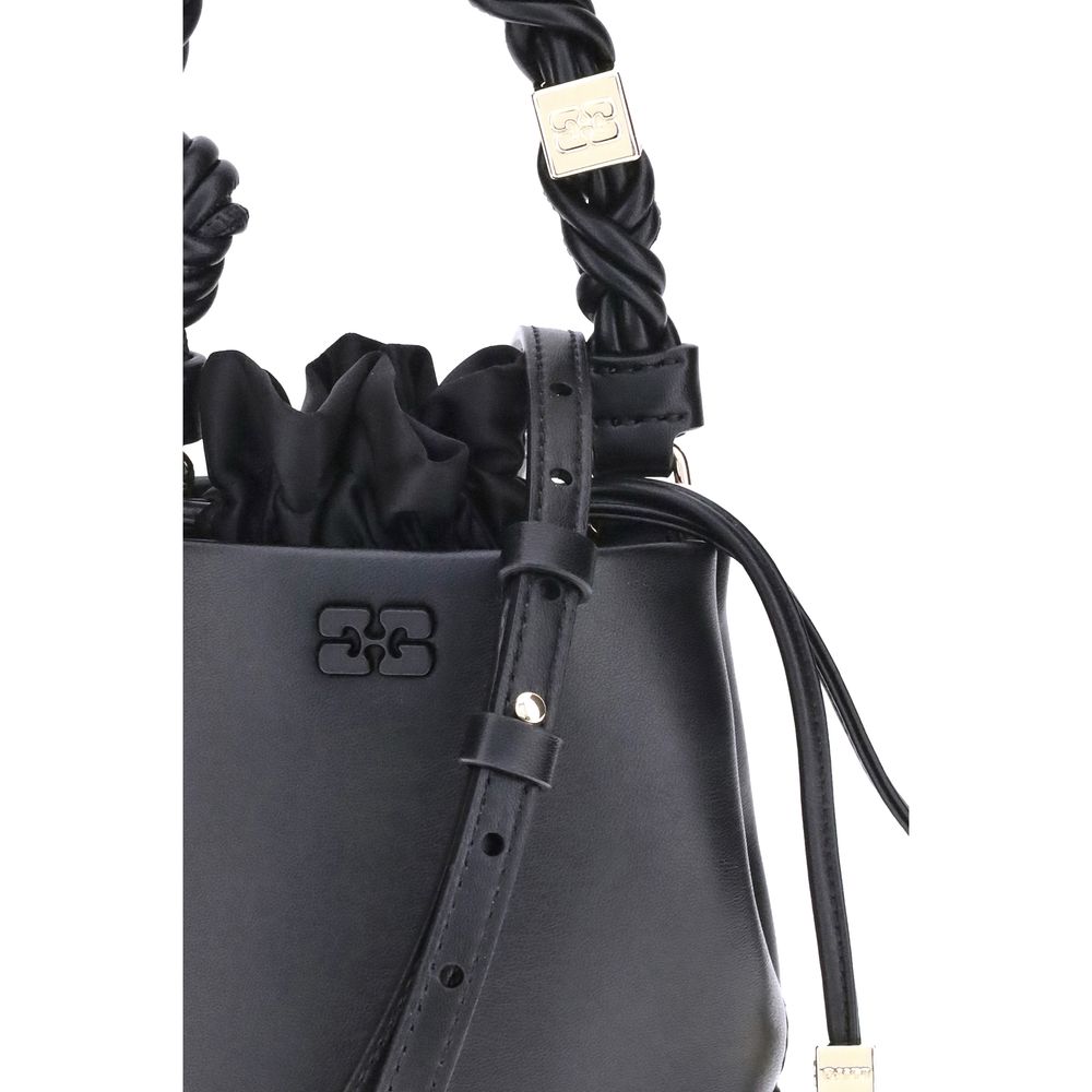 Black Recycled Leather Backet Bag