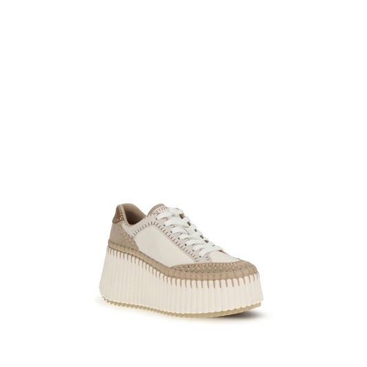 Cream Calf Leather Bos Taurus Platform Sneakers