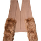 Brown Cashmere Knitted Fur Shawl Scarf