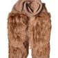 Brown Cashmere Knitted Fur Shawl Scarf