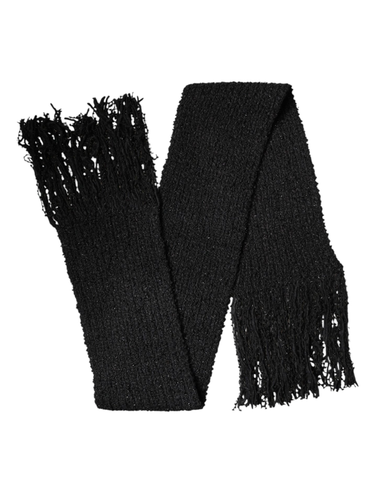 Black Cashmere Knit Shawl Fringes Scarf