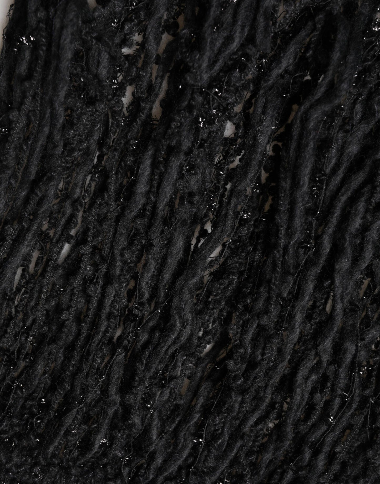 Black Cashmere Knit Shawl Fringes Scarf