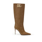 Brown Leather High Heel Boots