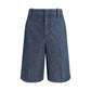 Blue Cotton Bermuda Shorts
