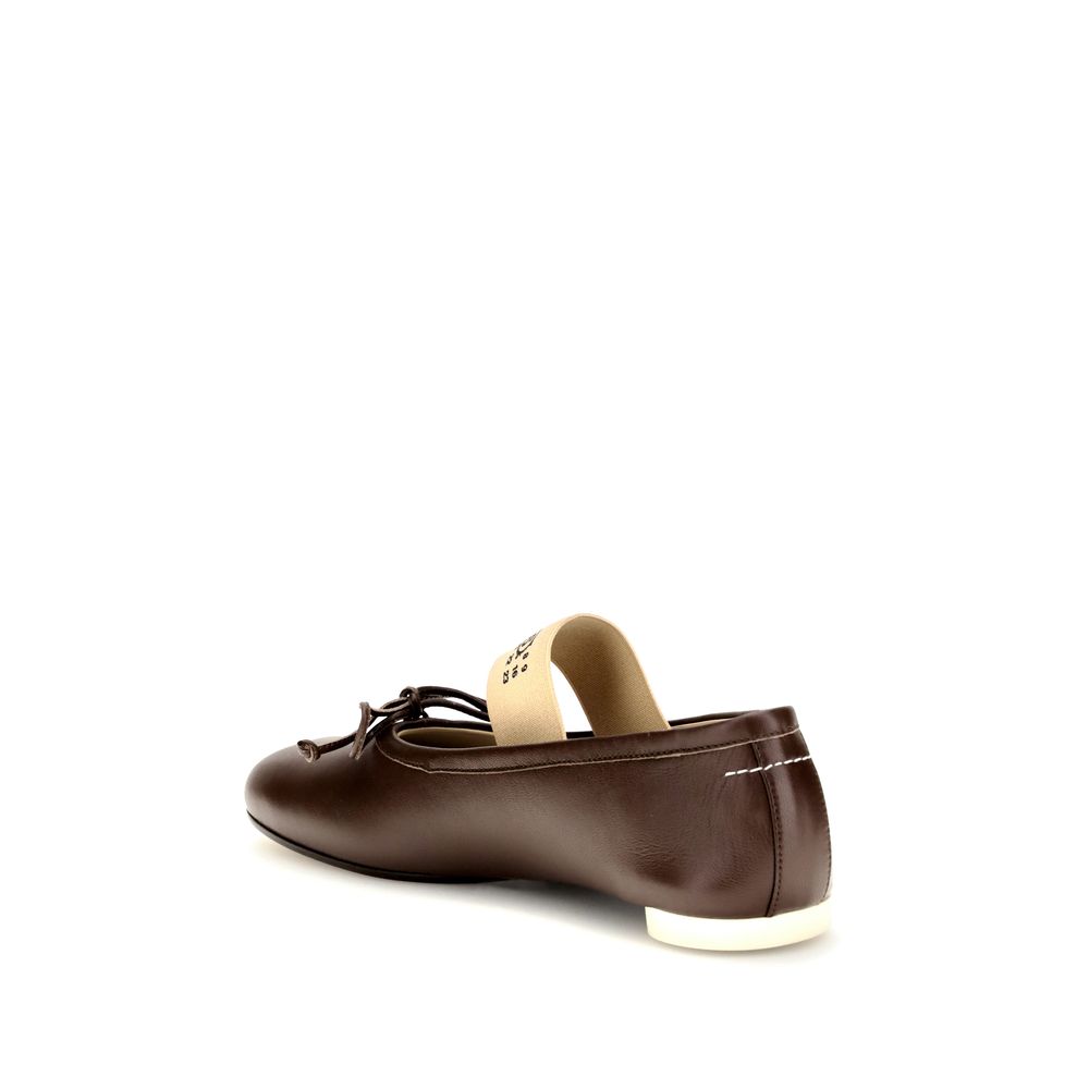 Brown Calf Leather Bos Taurus Ballet Flats