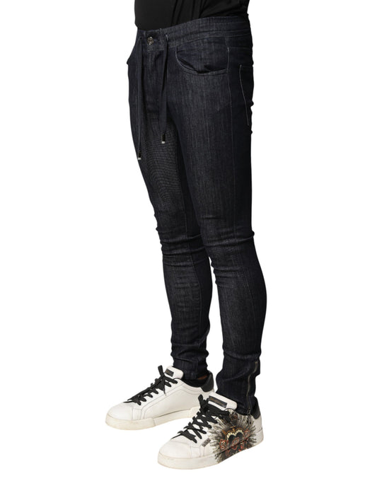 Black Cotton Stretch Skinny Denim Men Jeans