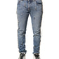 Blue Embellished Cotton Skinny Denim Jeans