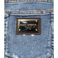 Blue Embellished Cotton Skinny Denim Jeans