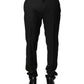 Black Wool Mid Waist Men Dress Trousers Pants