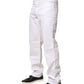 White Cotton Mid Waist Straight Men Denim Jeans