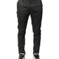Dark Gray Cotton Mid Waist Skinny Men Chino Trouser Pants