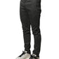 Dark Gray Cotton Mid Waist Skinny Men Chino Trouser Pants
