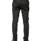 Dark Gray Cotton Mid Waist Skinny Men Chino Trouser Pants
