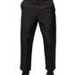 Black Mid Waist Men Tapered Dress Trouser Pants