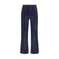 Blue Cotton Casual Pants