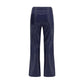 Blue Cotton Casual Pants