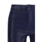 Blue Cotton Casual Pants