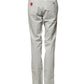 Light Gray Mid Waist Men Straight Chino Trouser Pants