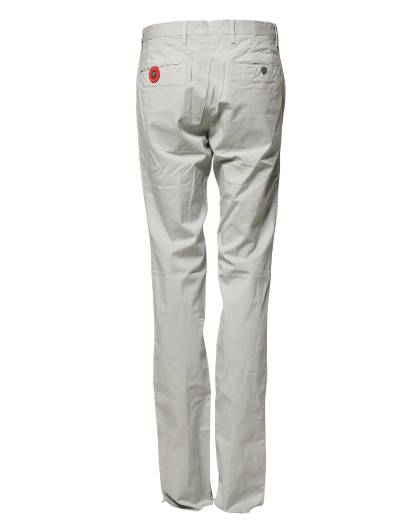 Light Gray Mid Waist Men Straight Chino Trouser Pants