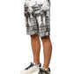 White Japanese Asian Print Silk Bermuda Shorts