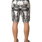 White Japanese Asian Print Silk Bermuda Shorts
