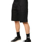 Black Cotton Stretch Mid Wasit Bermuda Shorts