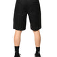 Black Cotton Stretch Mid Wasit Bermuda Shorts