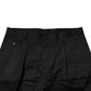 Black Cotton Stretch Mid Wasit Bermuda Shorts