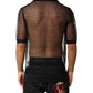 Black Sheer Short Sleeves Casual Polo  Top