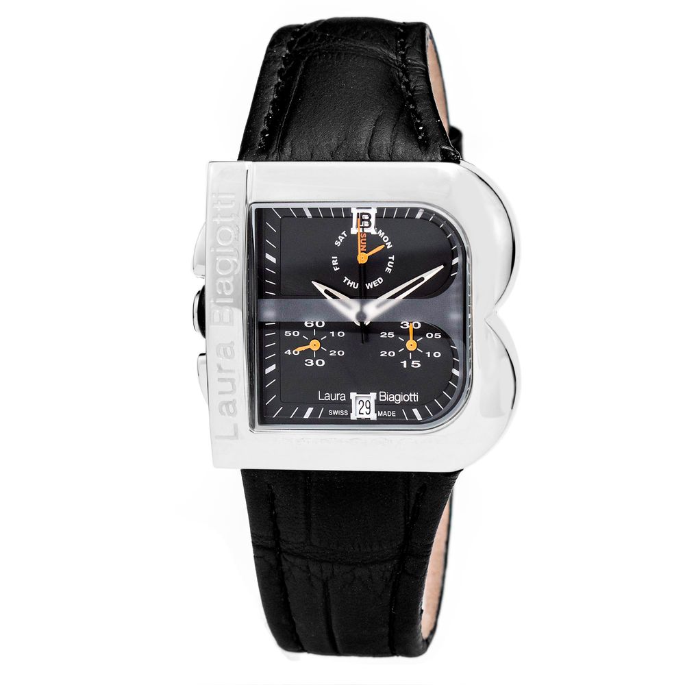Black Leather Dress Watch