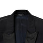 Black Wool Single Breasted 3 Piece Men Suit