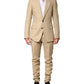 Beige Linen Single Breasted 2 Piece Suit