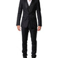 Black Wool Single Breasted 3 Piece Men Suit