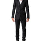 Blue Wool Single Breasted 3 Piece Men Suit