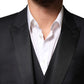 Black Wool Single Breasted 3 Piece Men Suit