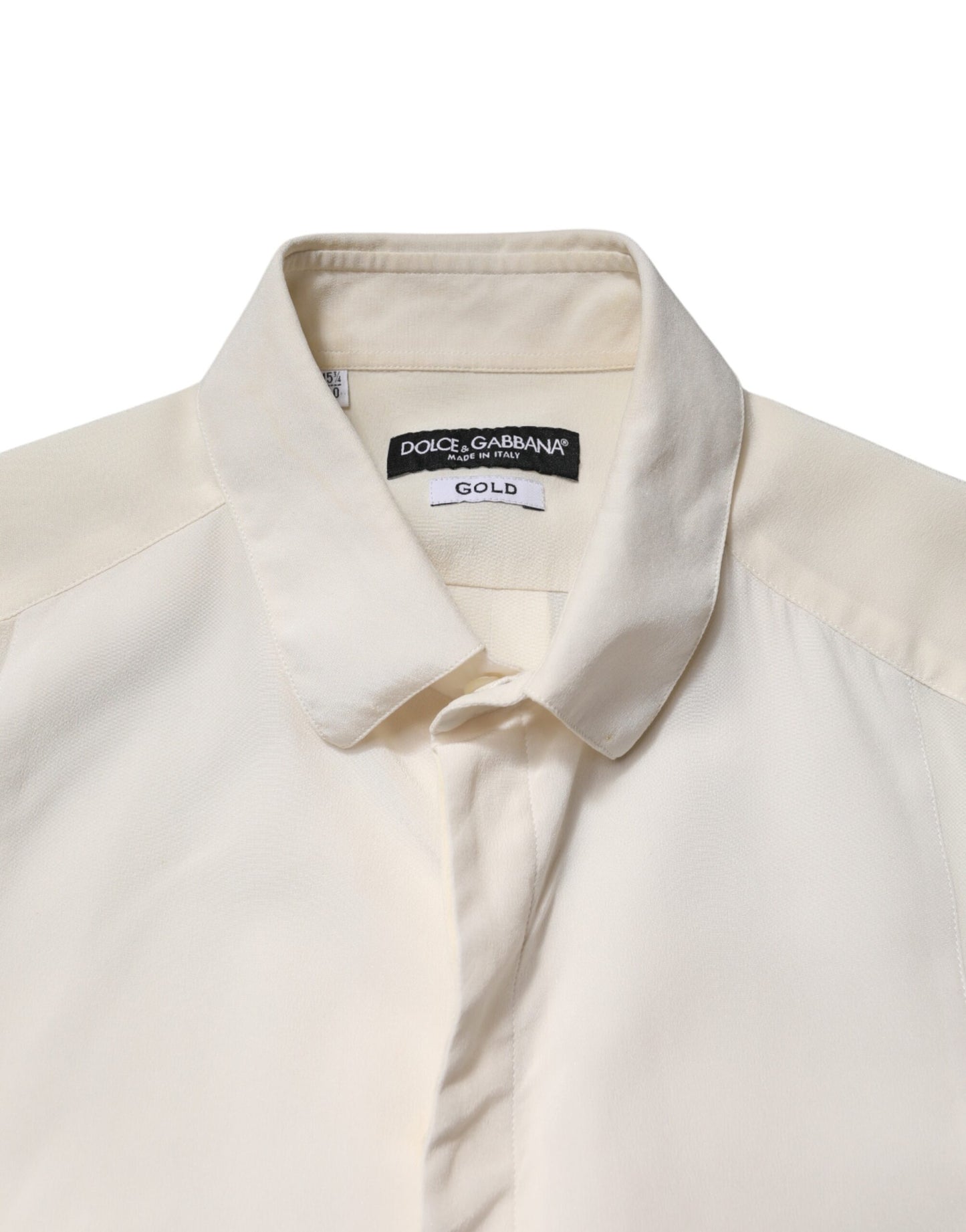 Off White Silk Men GOLD Dress Formal Shirt