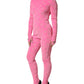 Pink Logo Monogram Long Sleeve Jumpsuit  Dress