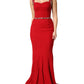 Red Crystals Sheath Mermaid Long Gown Dress