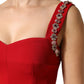 Red Crystals Sheath Mermaid Long Gown Dress